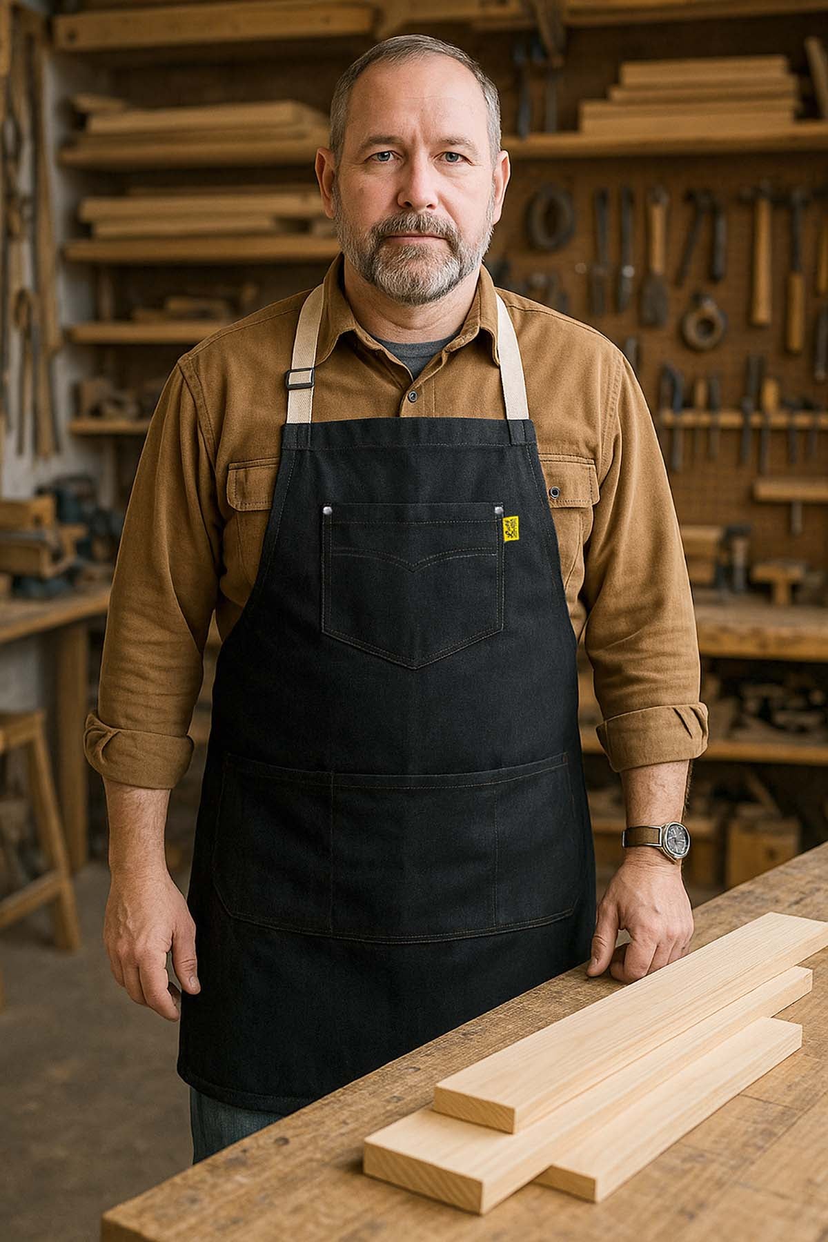 Workmans Apron - Black, Denim - Image 3